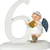 KWO Weihnachtsengel*Miniatur Weihnachtsengel mit Zahl 6, 7 cm von