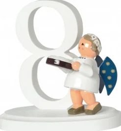KWO Weihnachtsengel*Miniatur Weihnachtsengel mit Zahl 8, 7 cm von