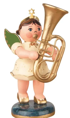 Hubrig Volkskunst Neuheiten | Weihnachtsengel*Miniatur Weihnachtsengel mit Tuba, 7 cm von