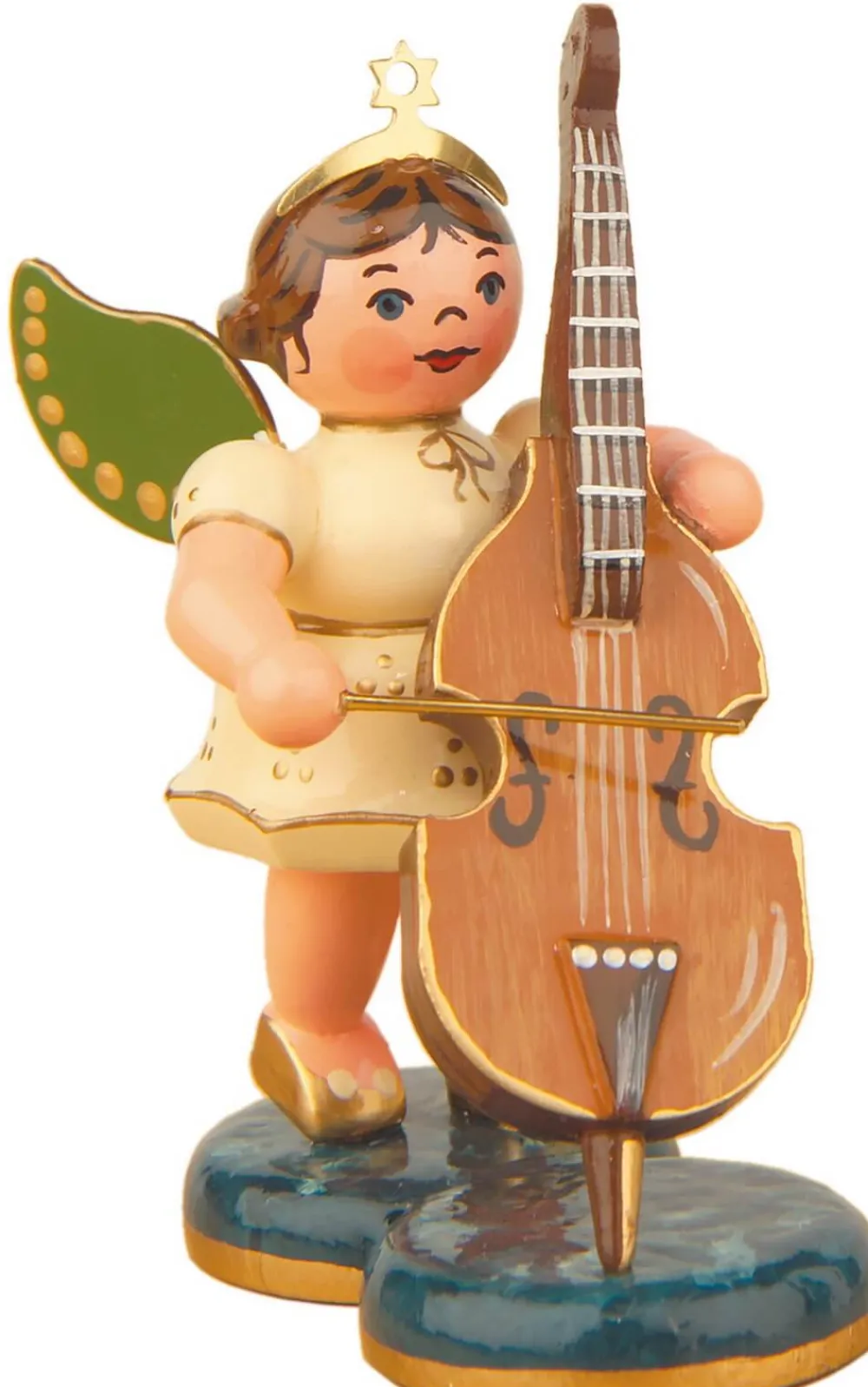 Hubrig Volkskunst Neuheiten | Weihnachtsengel*Miniatur Weihnachtsengel mit Kontrabass von
