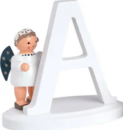 KWO Weihnachtsengel*Miniatur Weihnachtsengel mit dem Buchstaben A, 7 cm von
