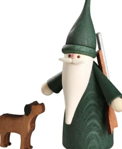 Seiffener Volkskunst eG Weihnachtsfiguren*Miniatur Wichtel Jäger mit Hund von