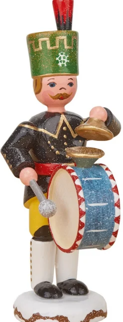 Kinder Hubrig Volkskunst Hubrig Winterkinder*Miniatur Winterkind Bergmann mit Pauke von