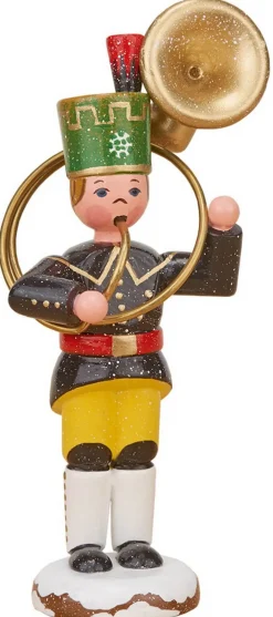 Kinder Hubrig Volkskunst Hubrig Winterkinder*Miniatur Winterkind Bergmann mit Sousaphon von