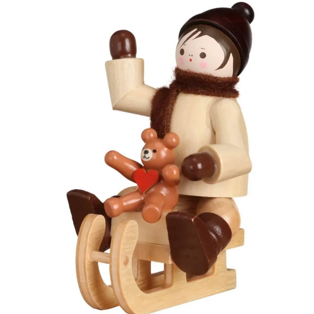 Romy Thiel Romy Thiel Figuren*Miniatur Winterkind mit Teddy auf Schlitten von