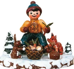 Kinder Hubrig Volkskunst Hubrig Winterkinder*Miniatur Winterkind Tiere des Waldes von