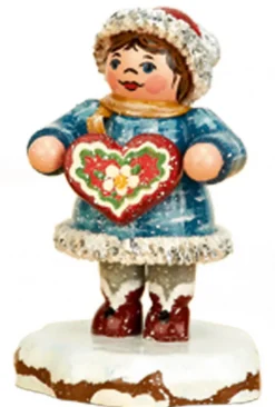 Kinder Hubrig Volkskunst Neuheiten | Hubrig Winterkinder*Miniatur Winterkind Tinchen´s Lebkuchenherz, 5 cm, von