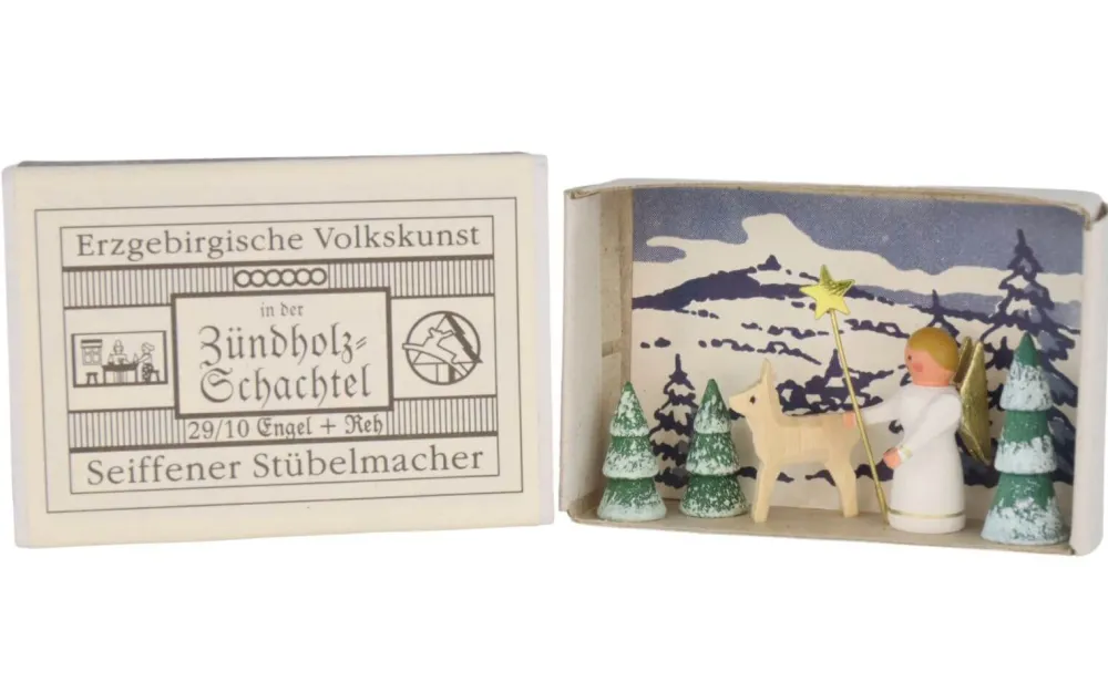 Gunter Flath Miniaturen*Miniatur Zündholzschachtel Engel mit Reh von