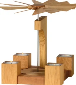KWO Weihnachtspyramiden*Moderne Weihnachtspyramide für Teelichter Eiche, von