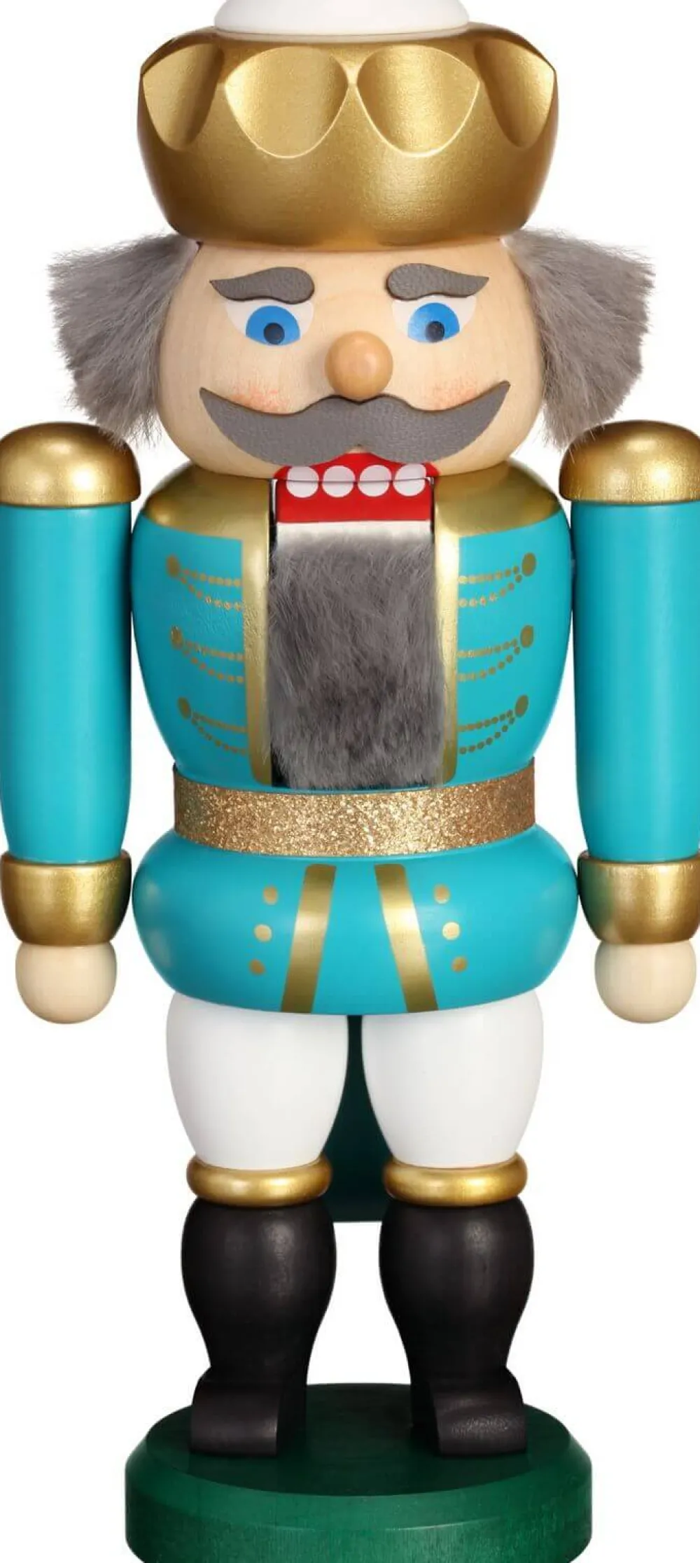 Seiffener Volkskunst eG Nussknacker*Nussknacker Exklusiv König, 20 cm türkis-weiss von