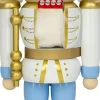 Seiffener Volkskunst eG Nussknacker*Nussknacker König Exklusiv, weiß - blau, 25 cm von