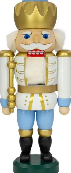 Seiffener Volkskunst eG Nussknacker*Nussknacker König Exklusiv, weiß - blau, 25 cm von