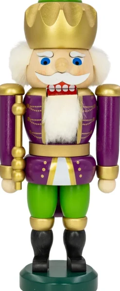 Seiffener Volkskunst eG Nussknacker*Nussknacker König Exklusiv, 25 cm, purpur - grün von
