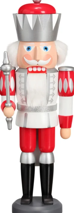 Seiffener Volkskunst eG Nussknacker*Nussknacker König Exklusiv weiß-silber-rot, 40 cm von