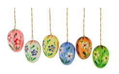 Figurenland Uhlig GmbH Neuheiten | Ostereier*Ostereier mit getupften Blumen, 6 Stück, 3,5 cm von