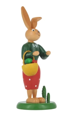 Holzkunst Gahlenz Osterhasen*Osterhase - Häsin mit Körbchen, 12 cm von