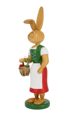 Holzkunst Gahlenz Osterhasen*Osterhase - Häsin mit langem Rock und Schürze, 26 cm von