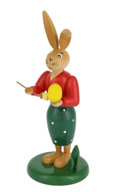 Holzkunst Gahlenz Osterhasen*Osterhase - Häsin mit Pinsel und Ei, 12 cm von