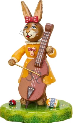Hubrig Volkskunst Osterhasen*Osterhase Hasenmusikant - Mädchen mit Kontrabass von
