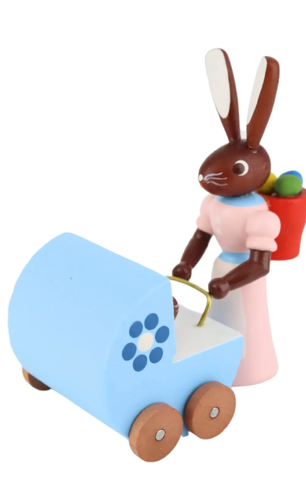 holz.kunst Stephan Kaden Neuheiten | Osterhasen*Osterhase Hasenmutter mit blauem Zwillingswagen von Stephan Kaden