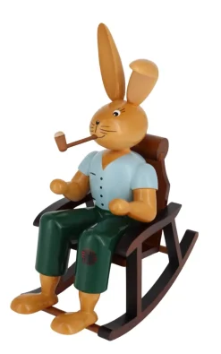 Holzkunst Gahlenz Osterhasen*Osterhase im Schaukelstuhl, 22 cm von