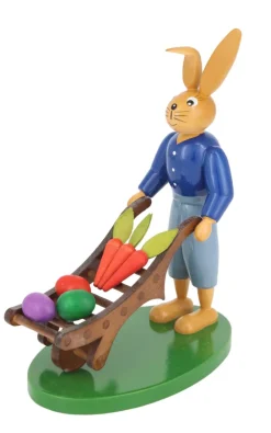 Holzkunst Gahlenz Osterhasen*Osterhase mit Karre, 12 cm von