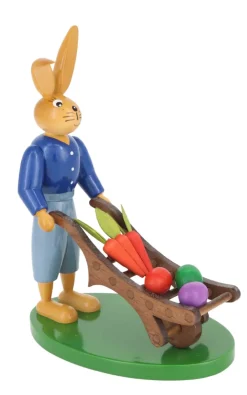 Holzkunst Gahlenz Osterhasen*Osterhase mit Karre, 12 cm von