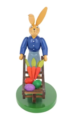 Holzkunst Gahlenz Osterhasen*Osterhase mit Karre, 12 cm von