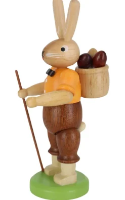 Müller Kleinkunst Osterhasen*Osterhase mit Korb und Stab, , 11 cm von