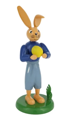 Holzkunst Gahlenz Auslaufartikel | Osterhasen*Osterhase mit langer Hose und Ei, 12 cm von
