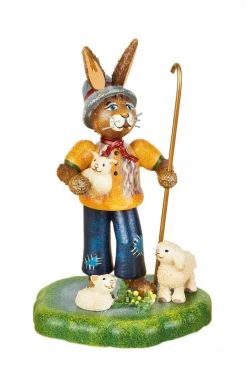 Hubrig Volkskunst Osterhasen*Osterhase mit Lämmchen, 10 cm, farbig von