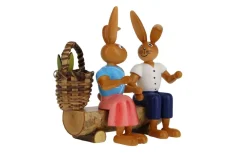 Holzkunst Gahlenz Osterhasen*Osterhasenpaar auf Bank, 9 cm von