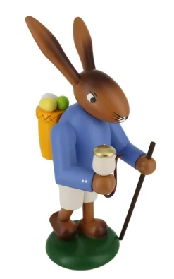 SEIFFENcom by Nestler GmbH Osterhasen*Osterhasenpaar mit Wanderstab und Schirm, 21 cm von SEIFFEN.COM