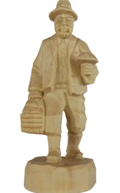 Schnitzkunst aus dem Erzgebirge Holzschnitzereien*Pilzsucher, geschnitzt, 20 cm von