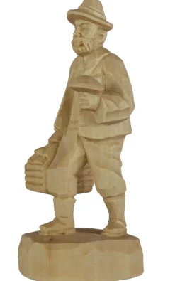 Schnitzkunst aus dem Erzgebirge Holzschnitzereien*Pilzsucher, geschnitzt, 20 cm von