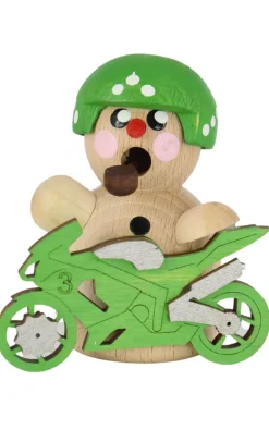 Gerd Hofmann Neuheiten | Räuchermännchen*Räuchermann Biker mit grünem Motorrad von