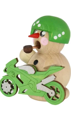 Gerd Hofmann Neuheiten | Räuchermännchen*Räuchermann Biker mit grünem Motorrad von