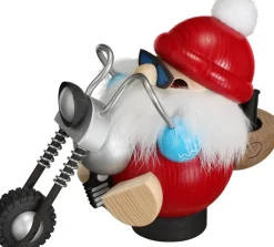 Seiffener Volkskunst eG Räuchermännchen*Räuchermännchen - Kugelräuchermännchen Biker-Nikolaus, 12 cm von