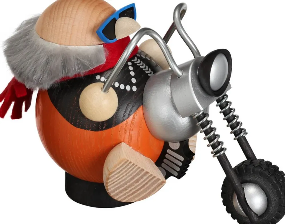 Seiffener Volkskunst eG Räuchermännchen*Räuchermännchen - Kugelräuchermännchen Hobbybiker, 10 cm von