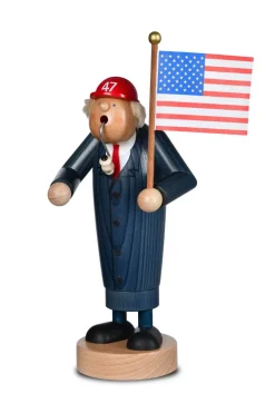 KWO Räuchermännchen*Räuchermännchen 47. Präsident mit US Flagge &amp; Pfeife, 28 cm von