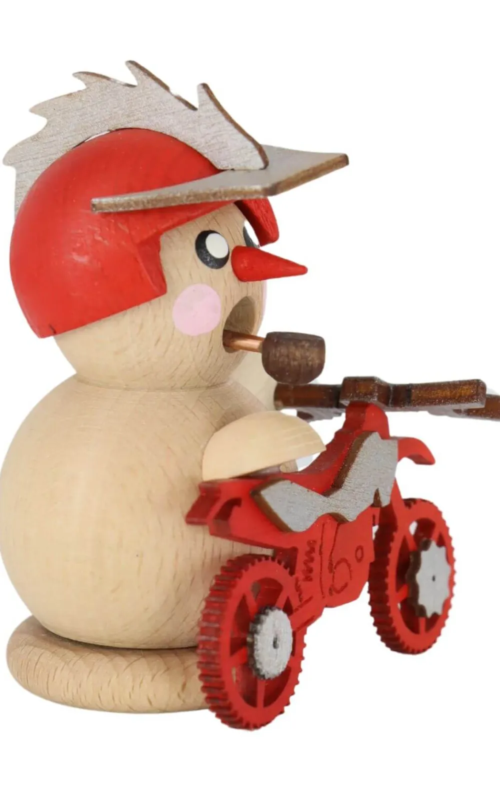 Gerd Hofmann Neuheiten | Räuchermännchen*Räuchermännchen Biker mit rotem Crossmotorrad, 8 cm von