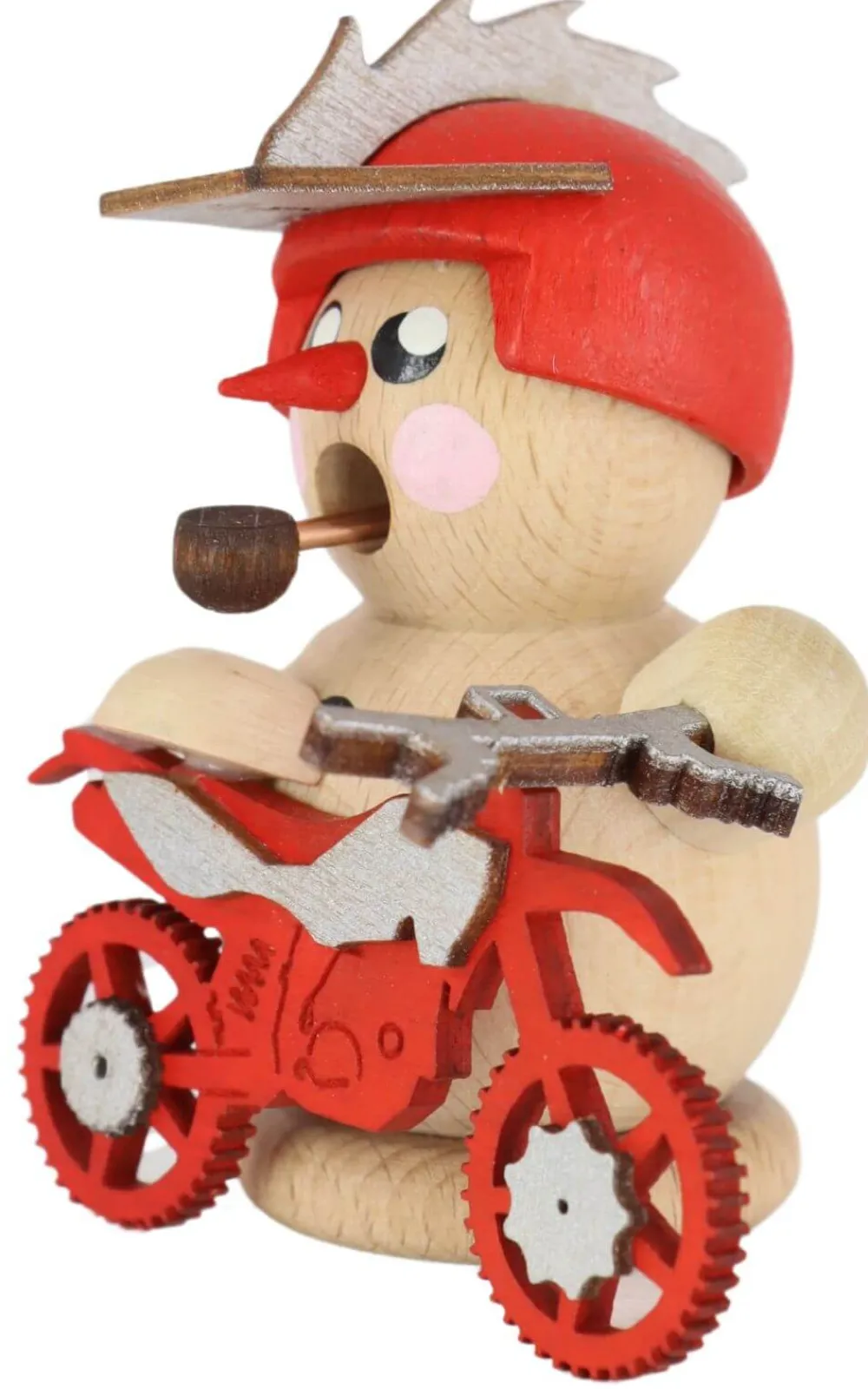 Gerd Hofmann Neuheiten | Räuchermännchen*Räuchermännchen Biker mit rotem Crossmotorrad, 8 cm von