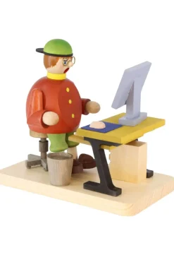 Richard Glässer GmbH Neuheiten | Räuchermännchen*Räuchermännchen Computerfreak, sitzend, 14 cm von Richard Glässer