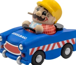 Seiffener Volkskunst eG Auslaufartikel | Räuchermännchen*Räuchermännchen Jahresfigur 2023 - Bauarbeiter im Trabi von