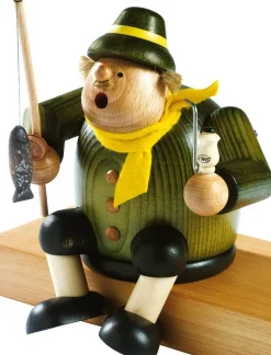 KWO Neuheiten*Räuchermännchen Kantenhocker Angler, 22 cm, farbig von