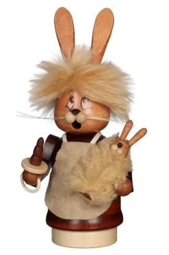 Christian Ulbricht Osterhasen*Räuchermännchen Miniwichtel Häsin mit Baby, 16 cm von