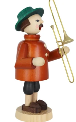 Richard Glässer GmbH Neuheiten | Auslaufartikel*Räuchermännchen Musikant mit Posaune, 18 cm von Richard Glässer