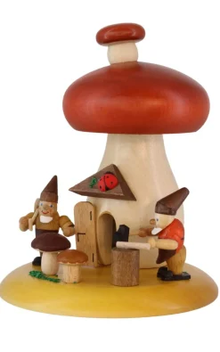 Richard Glässer GmbH Räuchermännchen*Räuchermännchen Pilz mit Zwergen, 13 cm von Richard Glässer