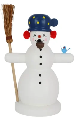 Richard Glässer GmbH Räuchermännchen*Räuchermännchen Schneemann mit Besen und Vogel, 15 cm, von Richard Glässer