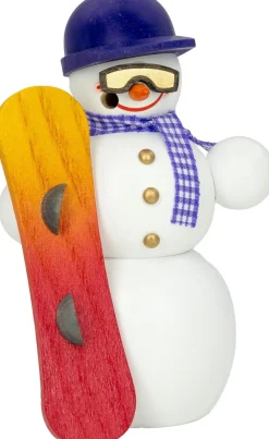 Seiffener Volkskunst eG Räuchermännchen*Räuchermännchen Schneemann Snowboarder, 13 cm von